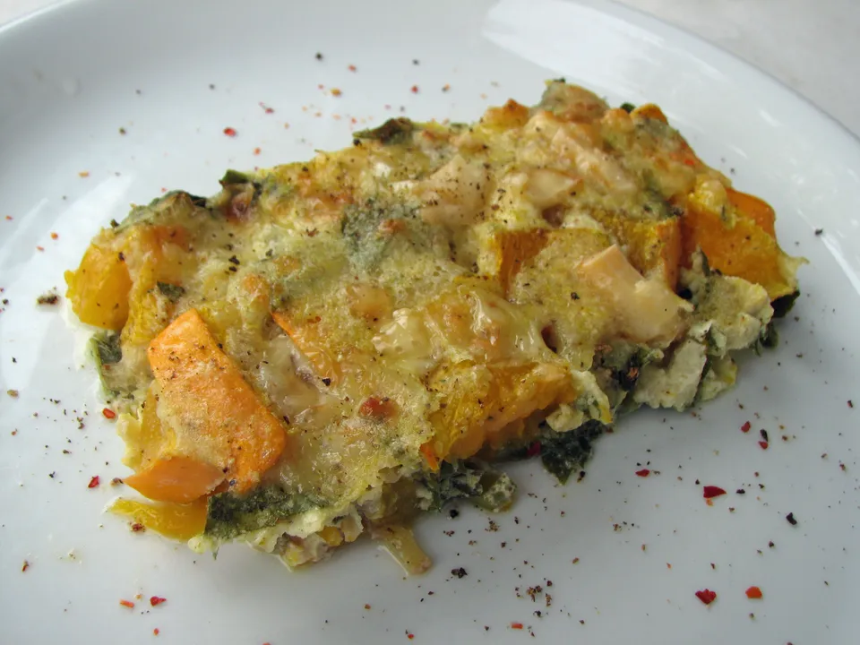 Kürbisgratin mit Wiesenbärenklau