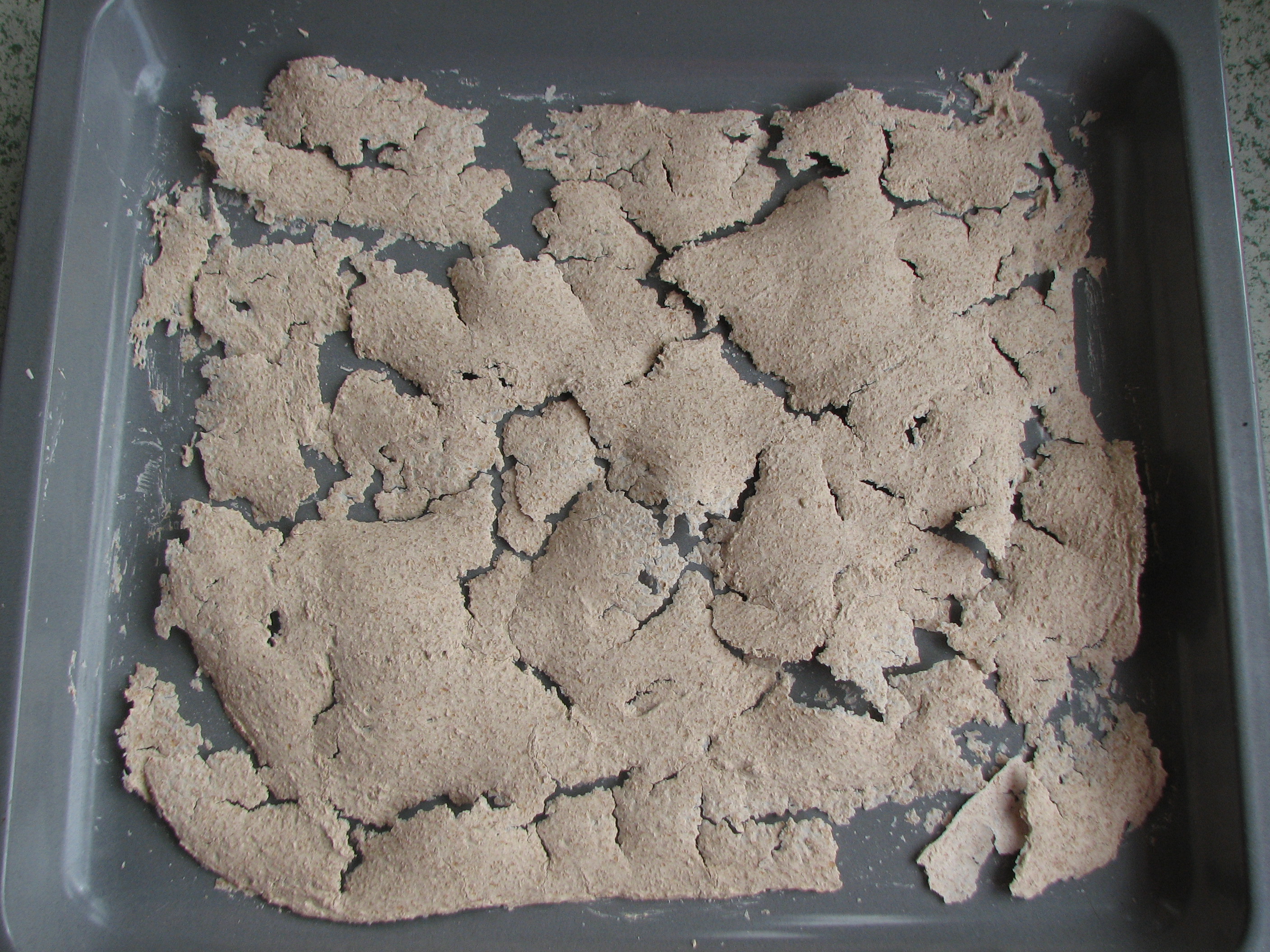 <p>Der Sauerteig ist getrocknet: Er zeigt Risse und lässt sich gut abheben.</p>