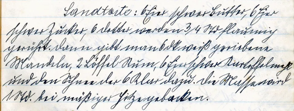 Sandtorte aus feinem Gleichschwerteig, 1925