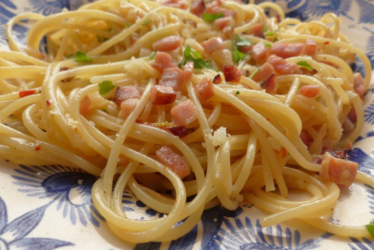 Spaghetti carbonara mit Spaghetti Nr. 5